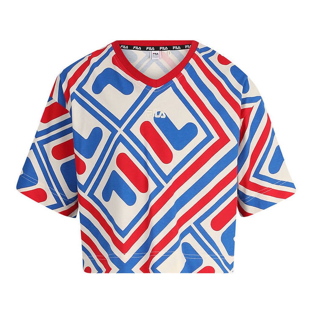 Fila T-Shirt - Cropped - Langenhagen - Antique White F-Box AOP