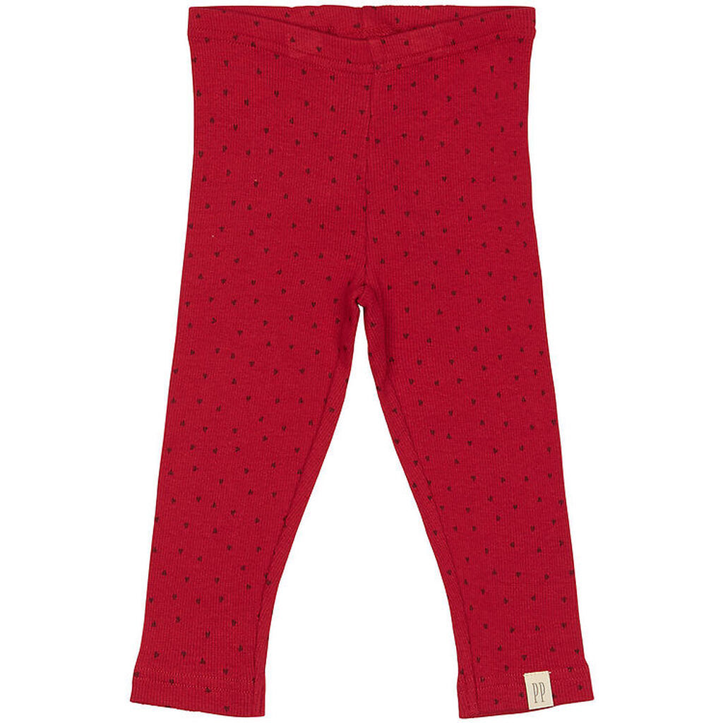 Petit Piao Leggings - Rib - Modal - Jet Red/Biking Red