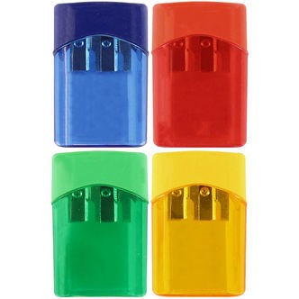 Linex Blyantspidser - Dobbelt - Assorteret - Grøn/Blå/Gul/Rød