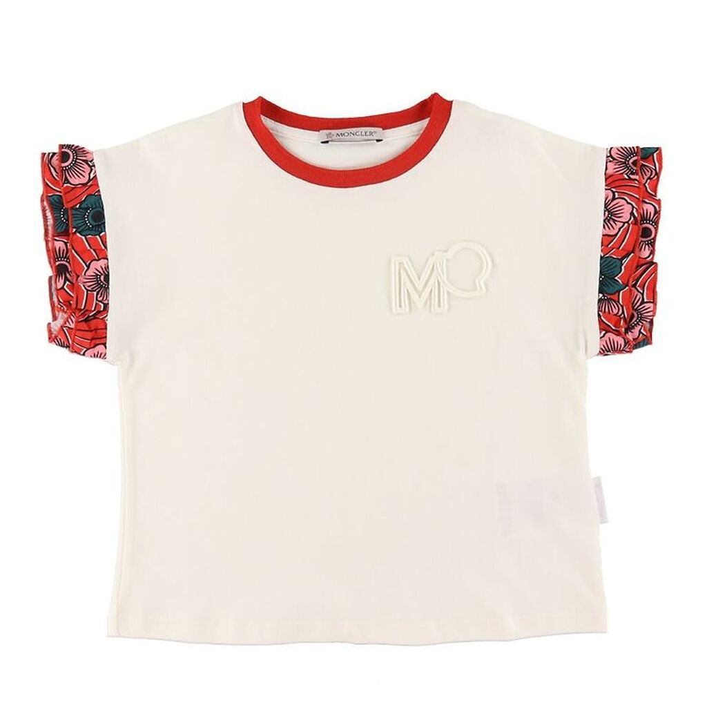 Moncler T-shirt - Hvid m. Rød/Blomster