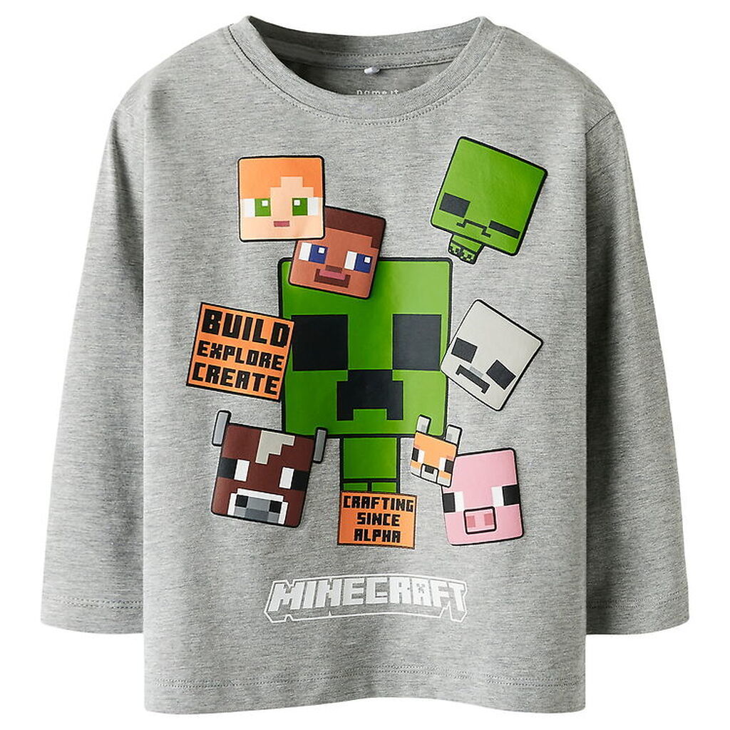 Name it Bluse - NmmNyle - Minecraft - Gråmeleret