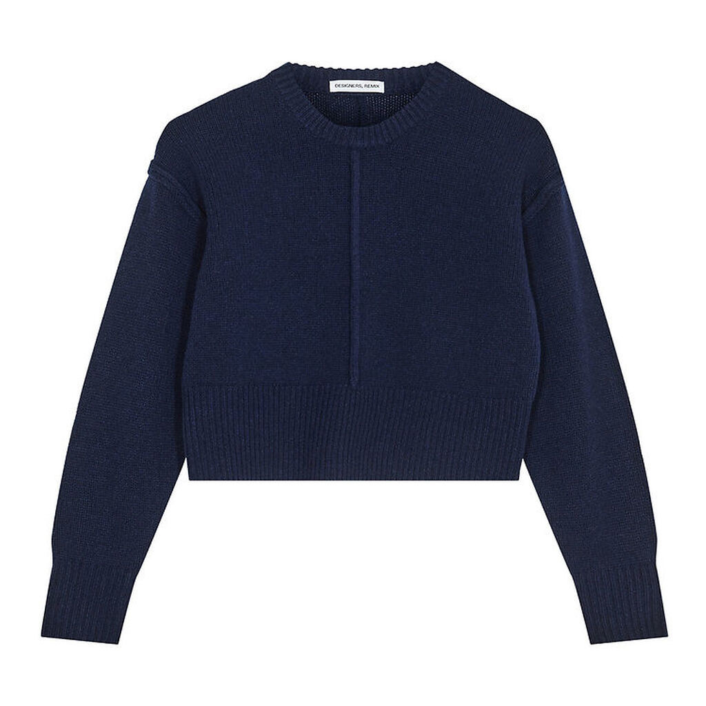 Designers Remix Bluse - Uld - Carmen Cropped - Navy