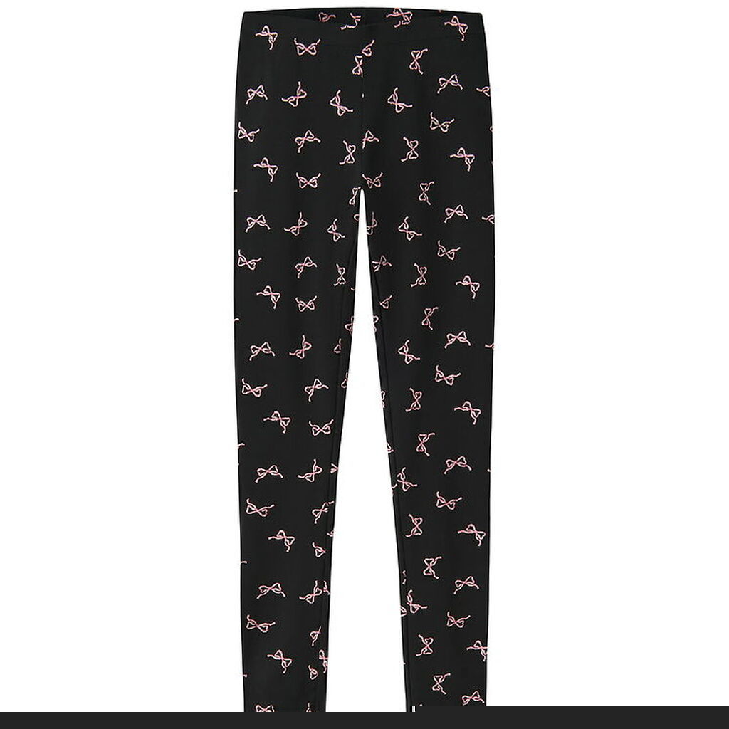 Name It Leggings - NkfVivian - Black/Small Bows AOP