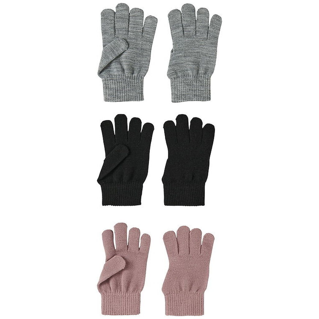 Name It Handsker - NkfMagic - Strik - 6-pak - Black/GREY WOODROS