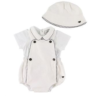 Emporio Armani Sæt - Body/Smækbukser/Bølleaht - Hvid