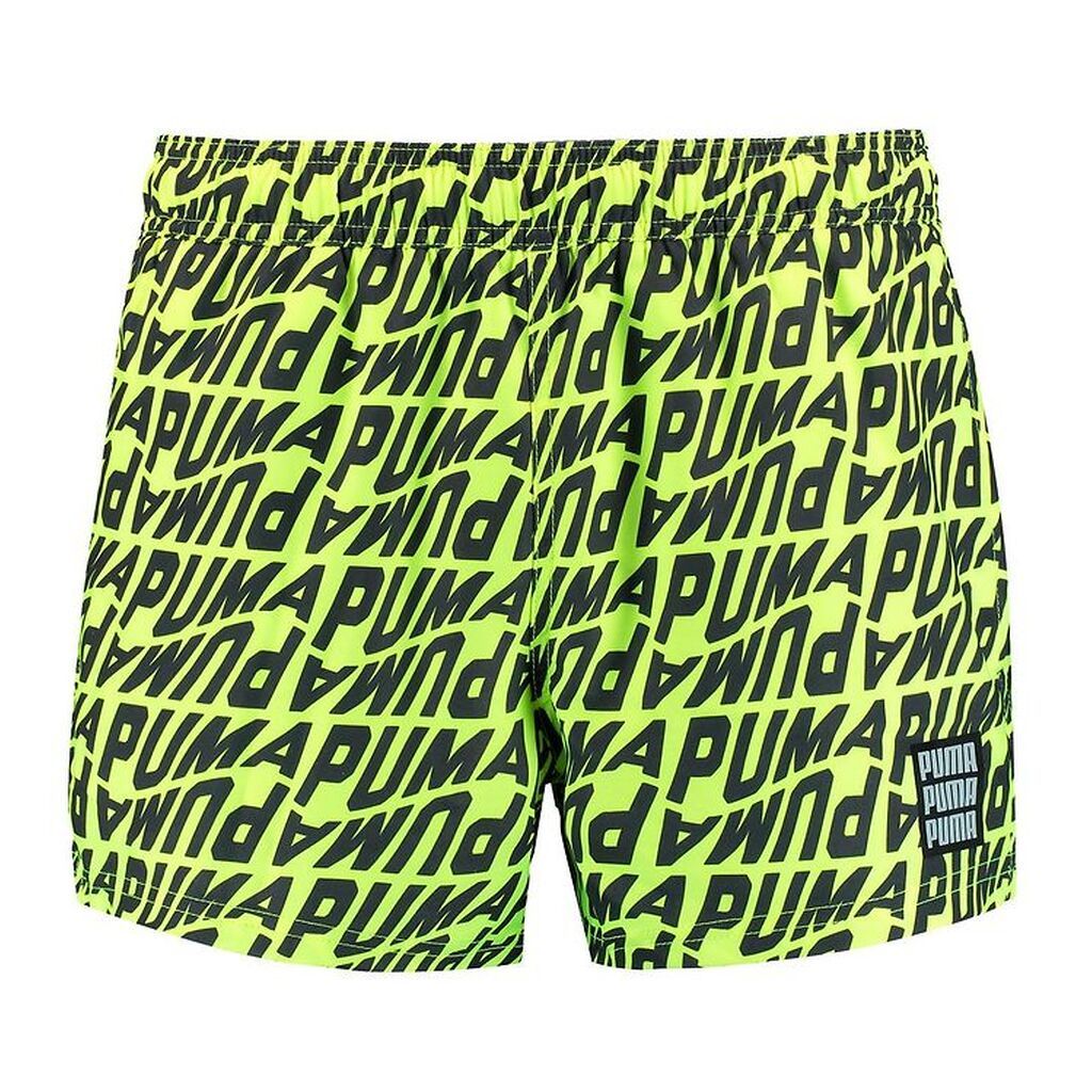 Puma Badeshorts - Neongul m. Print