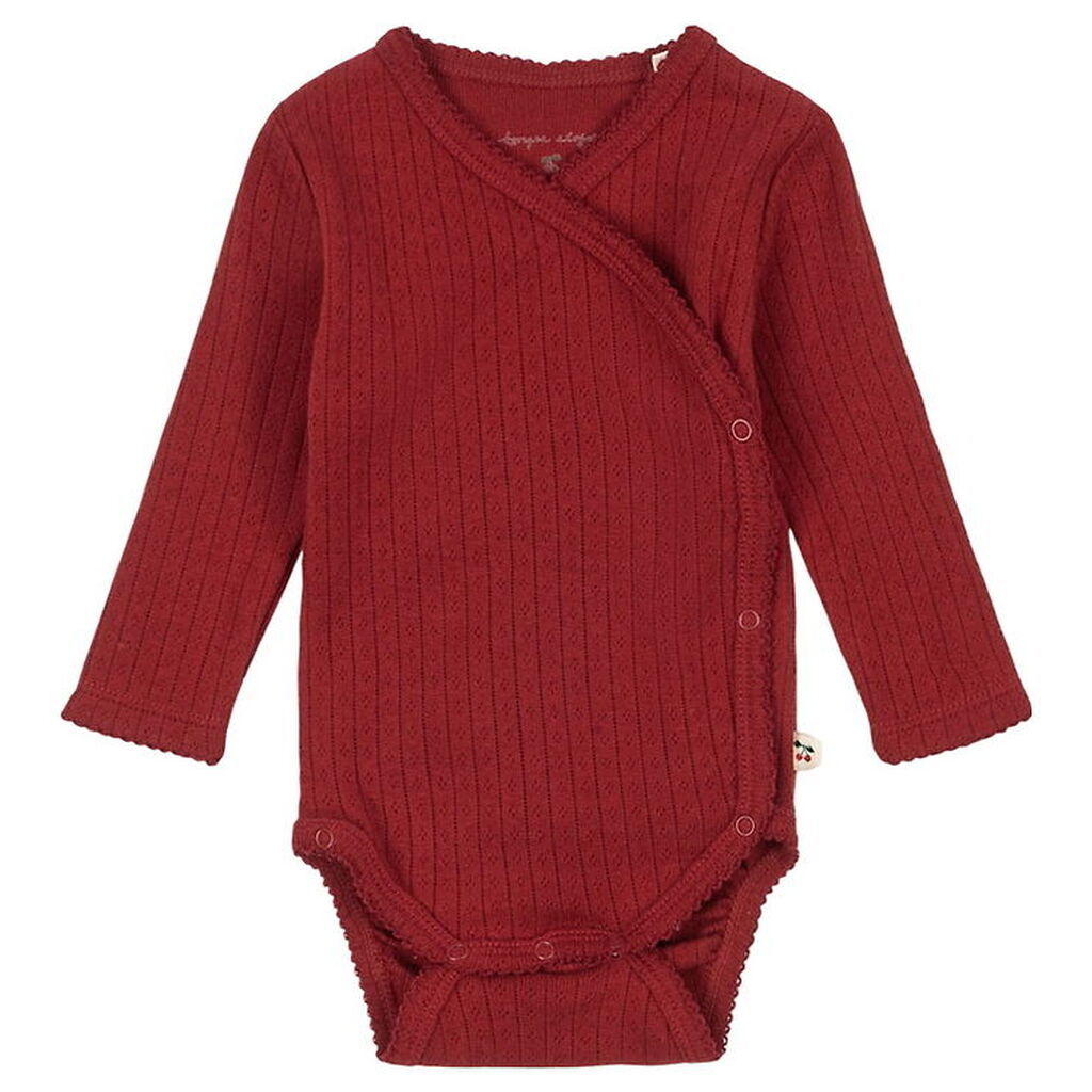 Konges Sløjd Slå-om Body l/æ - Minnie Newborn - Red Dahlia m. Hu