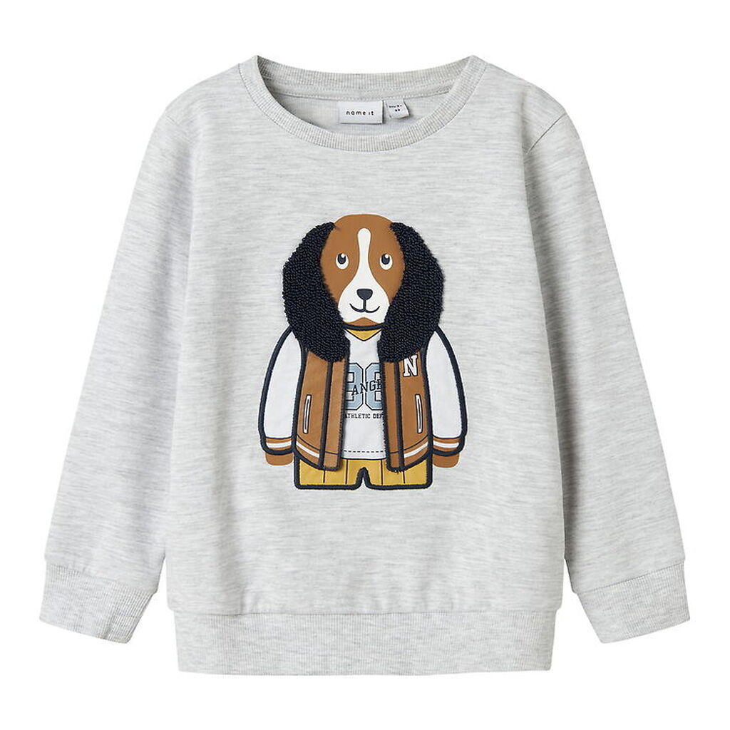 Name It Sweatshirt - NmmKamden - Lysegråmeleret m. Print