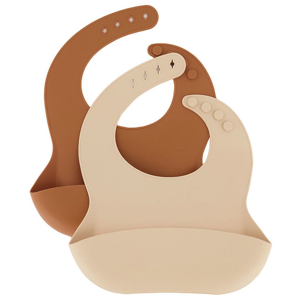 Mikk-Line Hagesmække - 2-pak - Silikone - White Swan/Brown Sugar