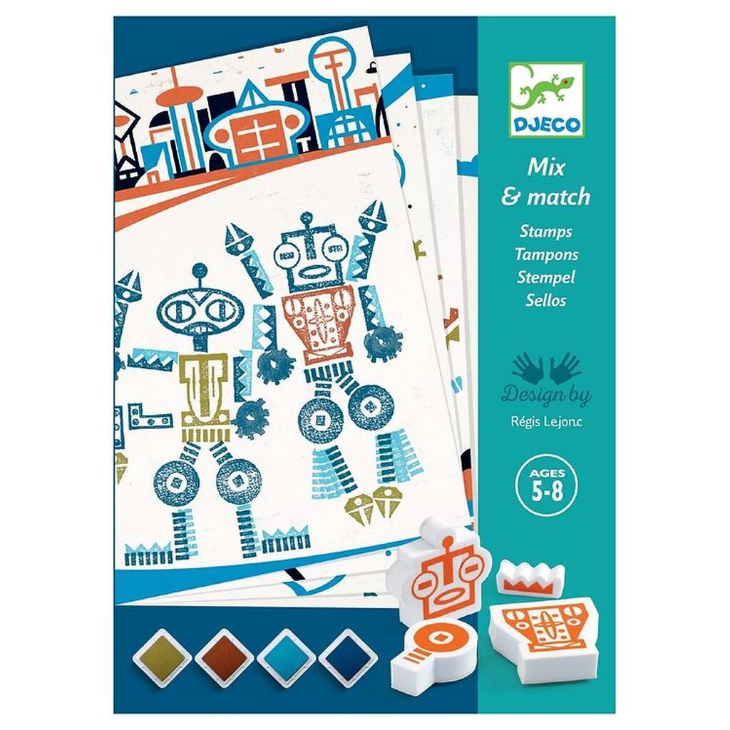 Djeco Stempelsæt - Mix & Match - Alien robotter