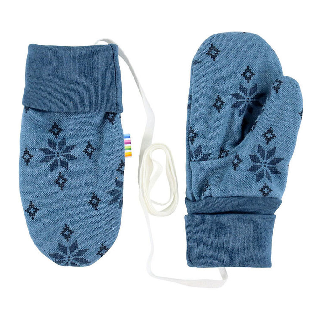 Joha Luffer m. Tommel - 2-Lags - Uld/Bomuld - Blå m. Snefnug