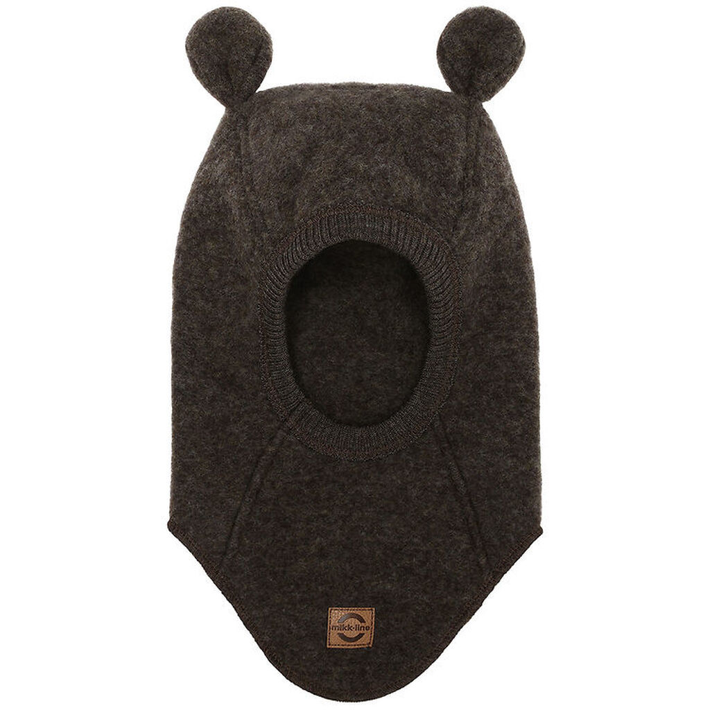 Mikk-Line Elefanthue m. Ører - Uld - 1-Lags - Dark Brown Melange