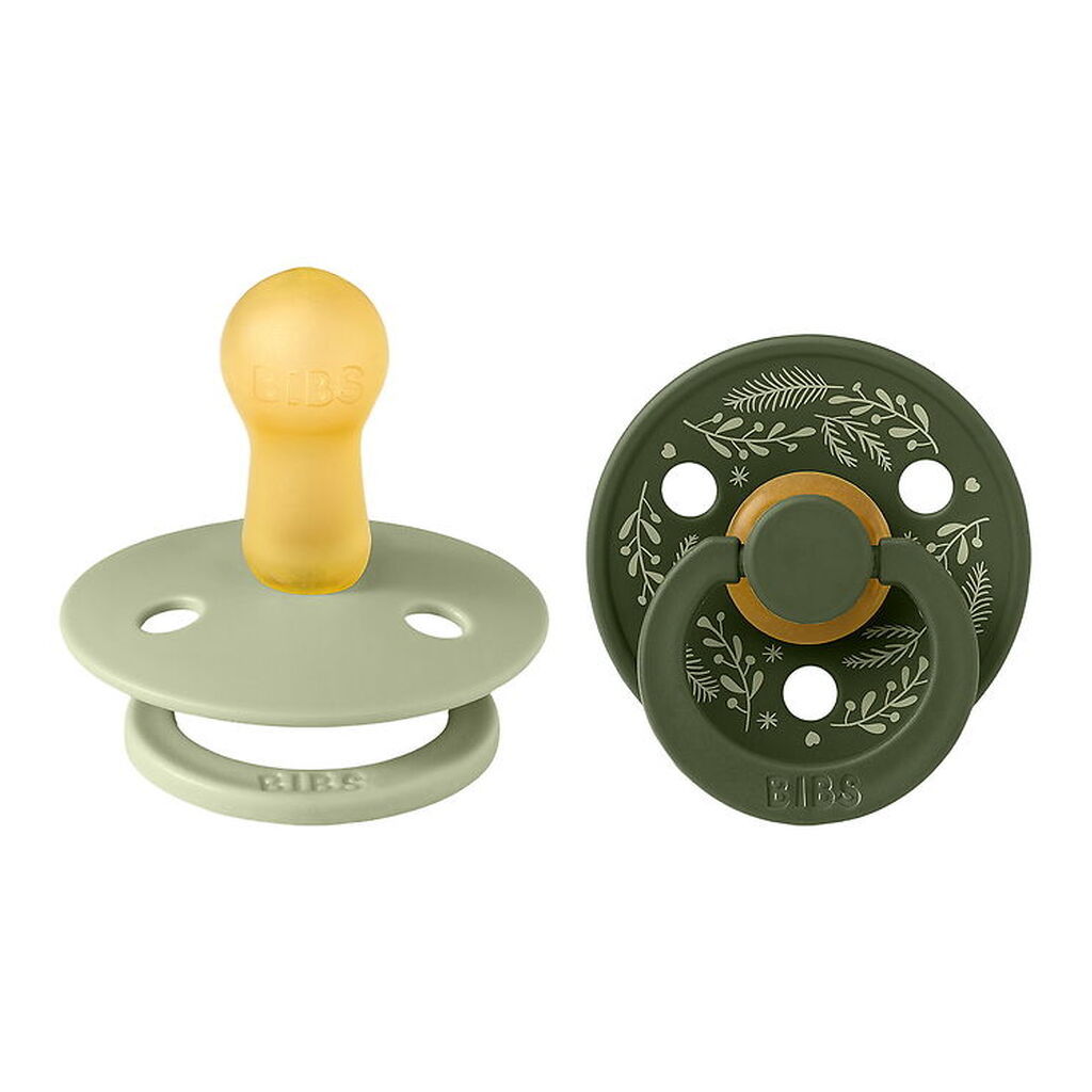 BIBS Colour Sutter - Str. 2 - Rund - 2-pak - Leaf - Sage/Hunter