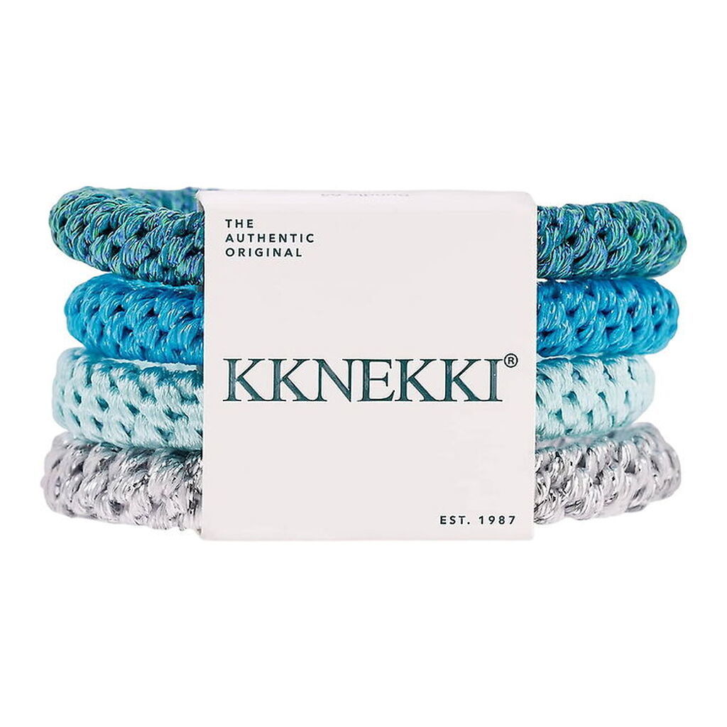 Kknekki Hårelastikker - 4-pak - Sølv/Blå