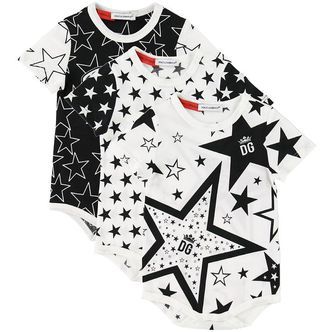 Dolce & Gabbana Bodyer k/æ - 3-pak - Hvid/Sort m. Stjerner