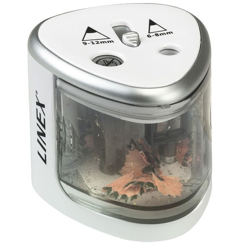 Linex Blyantspidser m. Batteri - Dobbelt - Hvid