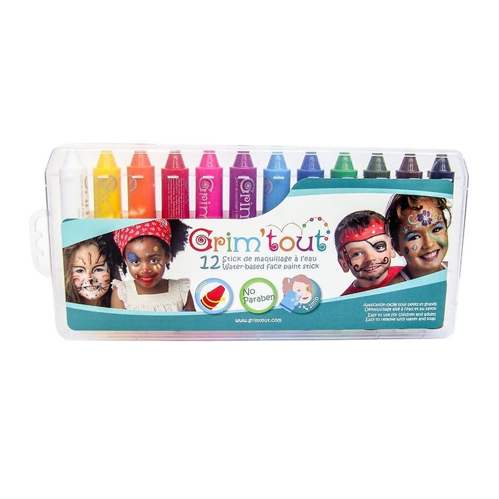 Grim Tout Ansigtsmaling - 12-Pak - Multifarvet