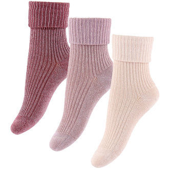 MP Strømper - Viskose/Bambus - Rib - 3-pak - Glitter - Maroon