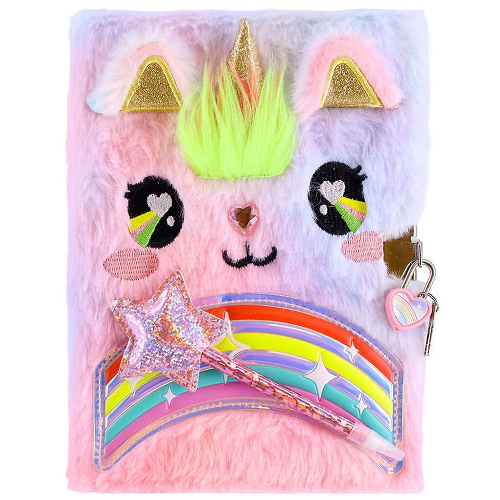 Hot Focus Dagbog m. Lås - Plys - Enhjørning