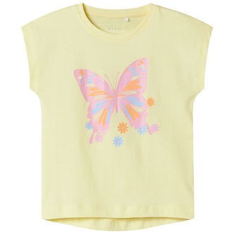 Name It T-shirt - NmfViolet - Pastel Yellow/Butterfly
