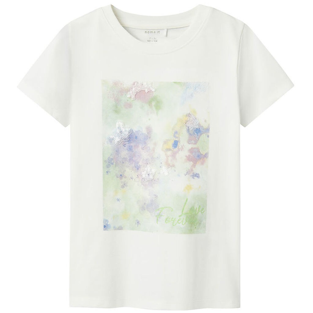 Name It T-shirt - NkfBatu - Cloud Dancer/Arcadian green