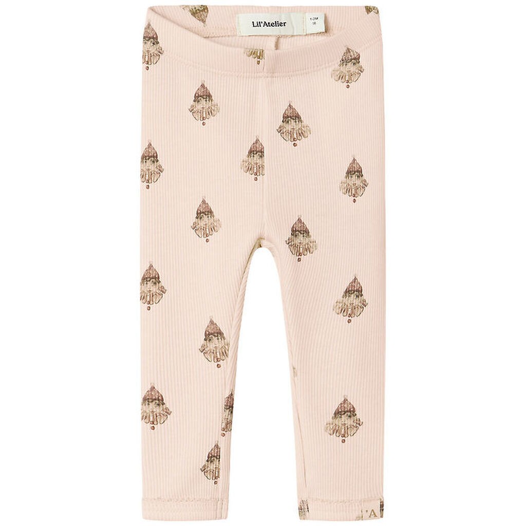 Lil' Atelier Leggings - Rib - NbfLavo - Pastel Parchment m. Klov