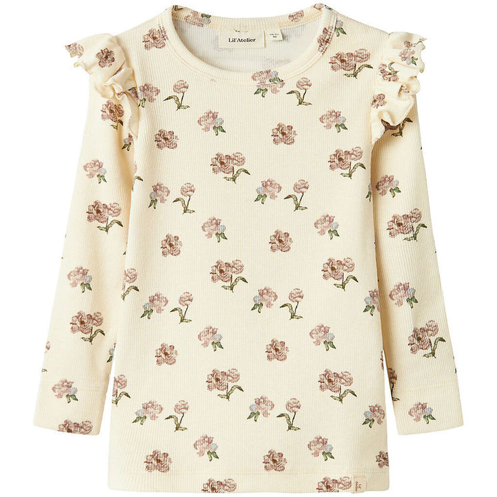 Lil' Atelier Bluse - NmfGavo Eko - Rib - Turtledove/PEONY