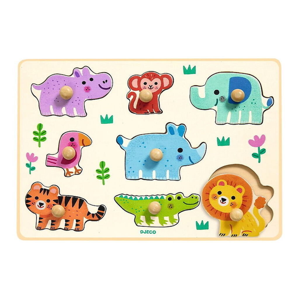 Djeco Puslespil - Træ - Hippo'n'co - 8 Brikker