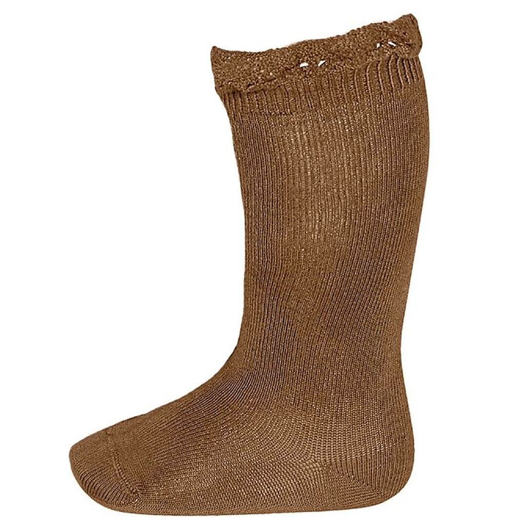 Condor Knæstrømper m. Blonder - Brun