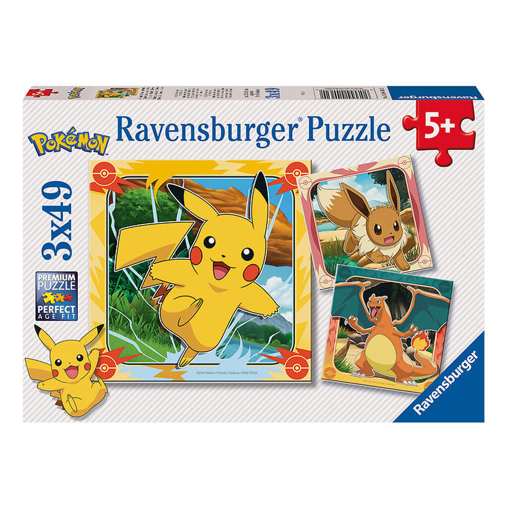 Ravensburger Puslespil - 3x49 Brikker - Pokémon
