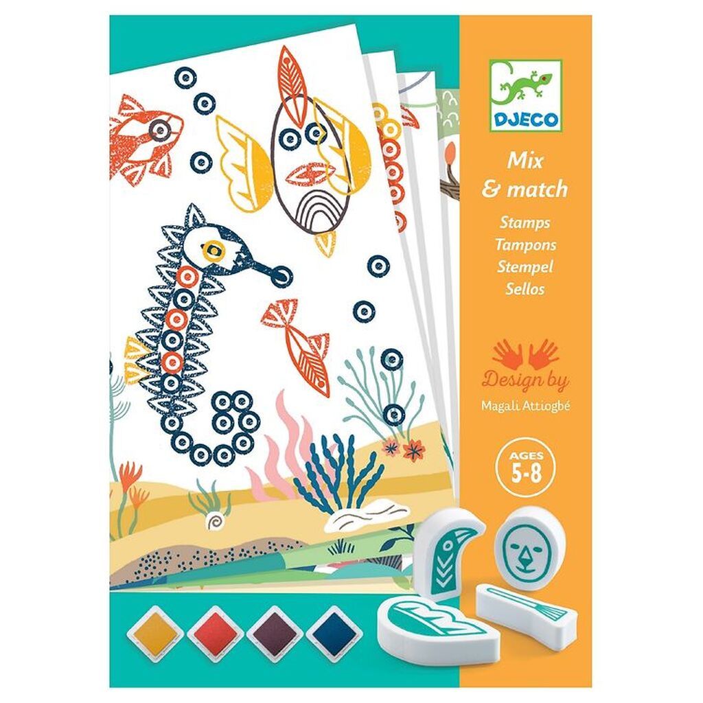 Djeco Stempelsæt - Mix & Match - Sjove dyr