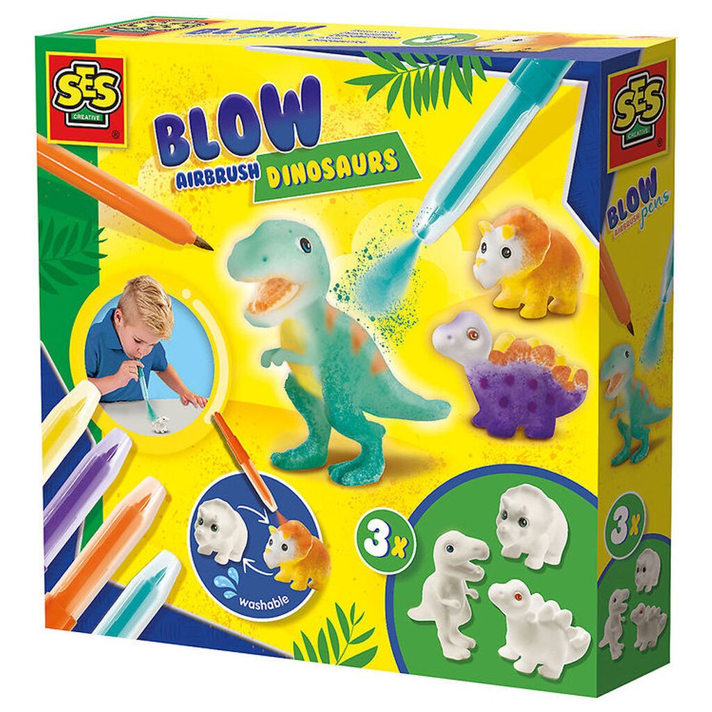 SES Creative Kreasæt - Pustetuscher - Dinosaurer