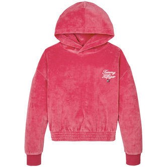 Tommy Hilfiger Hættetrøje - Velour - Script - Heritage Pink