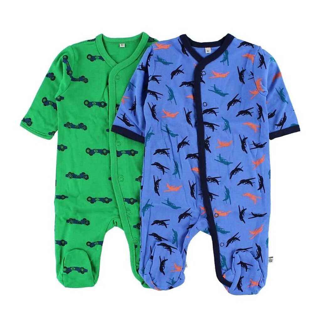 Pippi Natdragter m/f - 2-Pak - Grøn/Blå m. Print