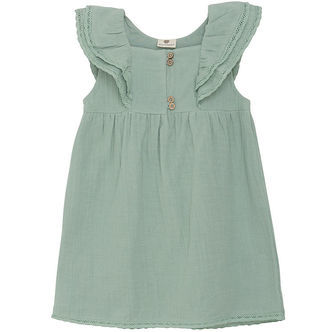 En Fant Kjole - Musselin - Jadeite m. Blonder