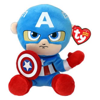 Ty Bamse - Beanie Babies - 15 cm - Marvel Captain America