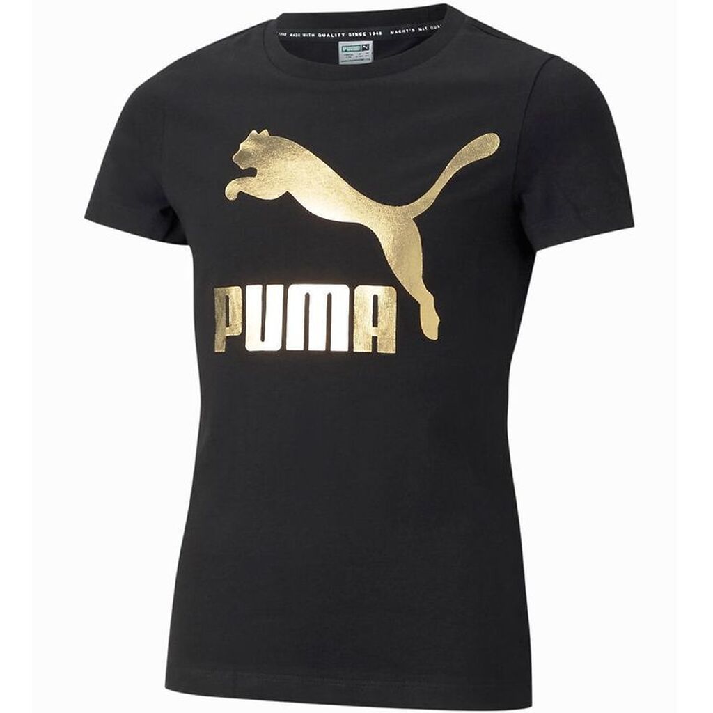 Puma T-shirt - Classics - Sort m. Guldprint
