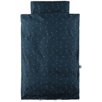 Nørgaard Madsens Sengetøj - Baby - Navy m. Hvide Fugle