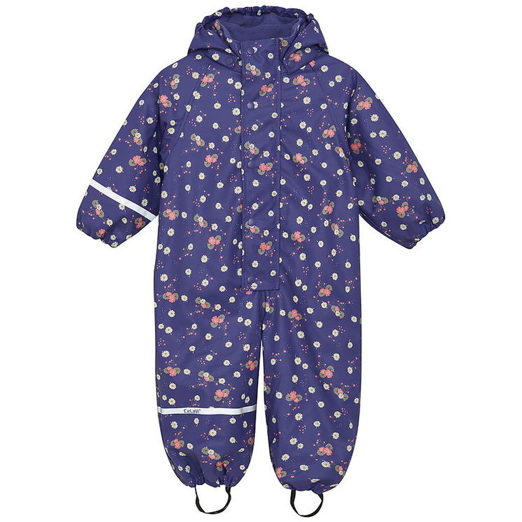 CeLaVi Regndragt m. Fleece - PU - Skipper Blue m. Print