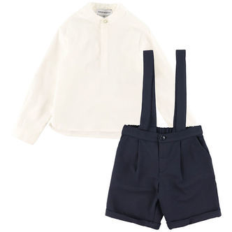 Emporio Armani Sæt - Skjorte/Shorts - Dark Navy/Hvid