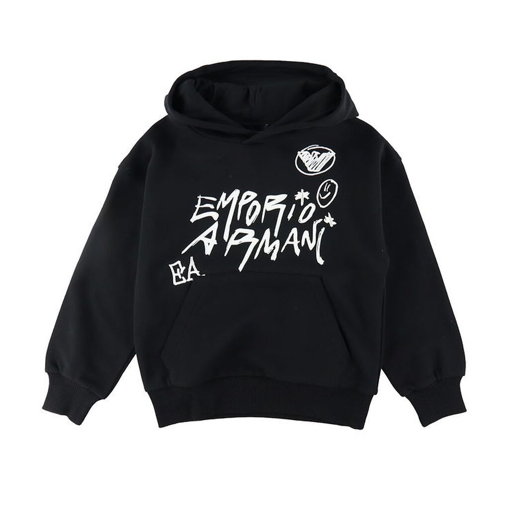 EA7 Hættetrøje - Sort m. Hvid