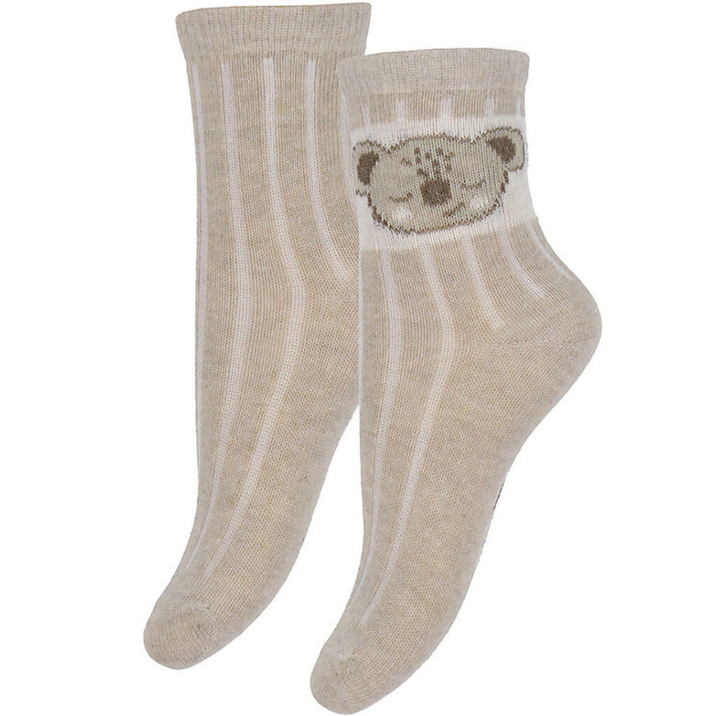 Minymo Strømper - 2-pak - Silver Mink m. Print