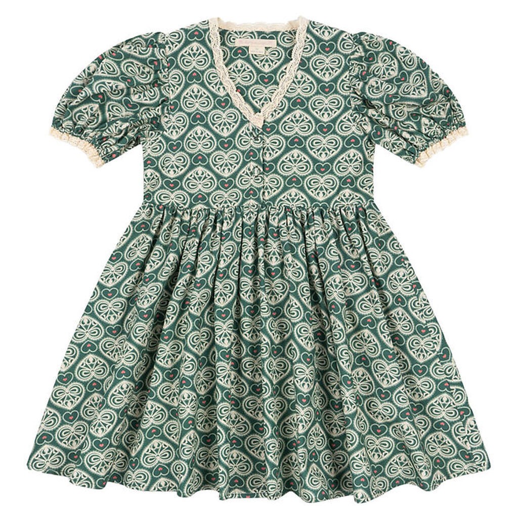 Konges Sløjd Kjole - Coeur Lace - Lacy Green m. Print