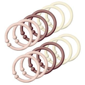 BIBS Ophængsringe/Loops - 12-pak - Blush/Woodchuck/Ivory