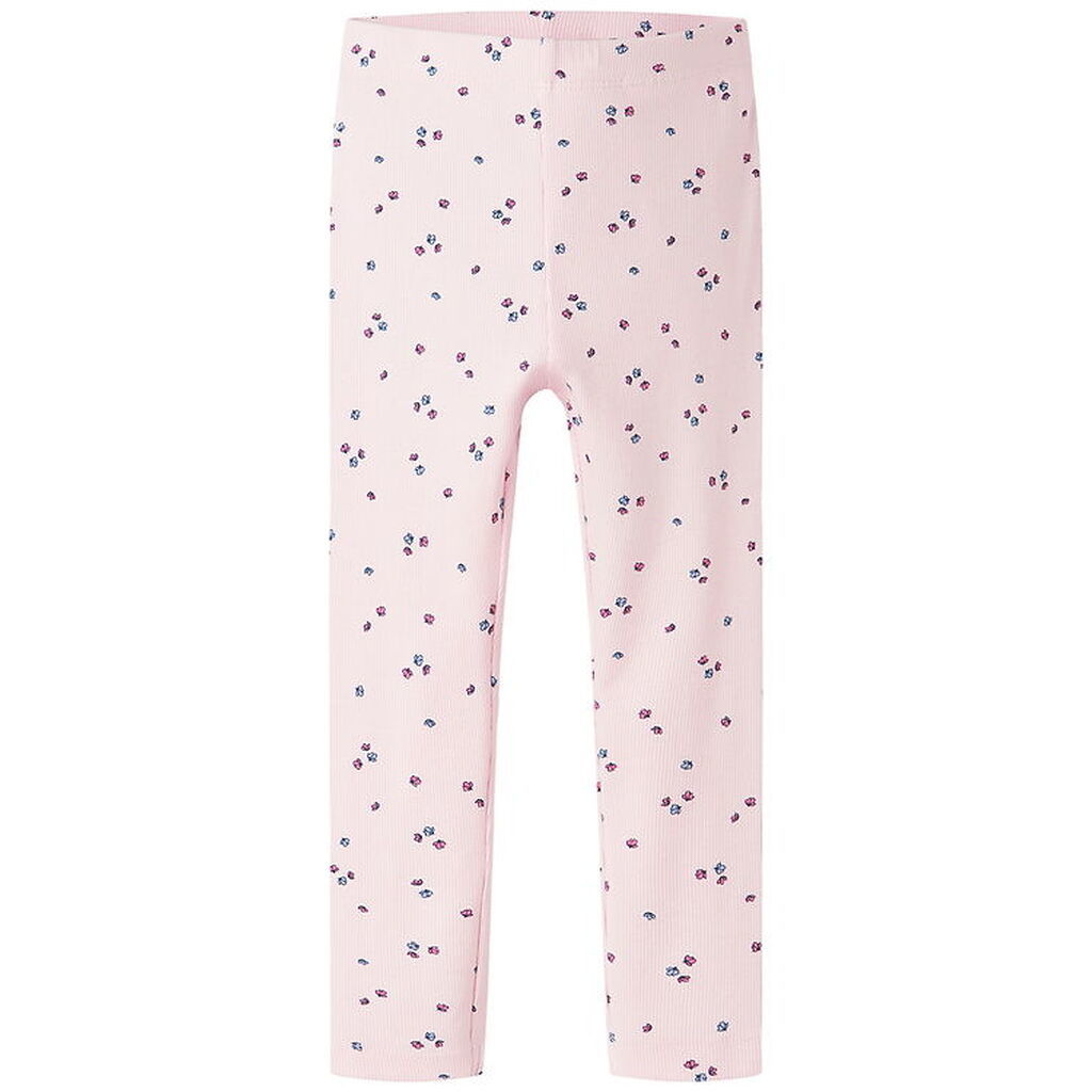 Name It Leggings - Rib - NmfNelia - Cradle Pink m. Blomster