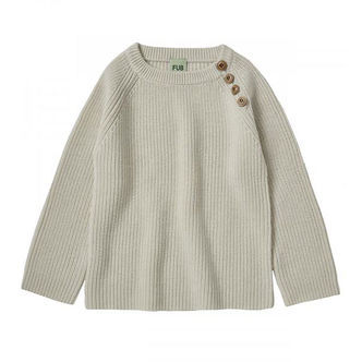 FUB Bluse - Uld - Rib Sweater - Ecru