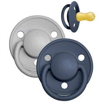 BIBS De Lux Sutter - Str. 2 - 2-pak - Rund - Cloud/Steel Blue