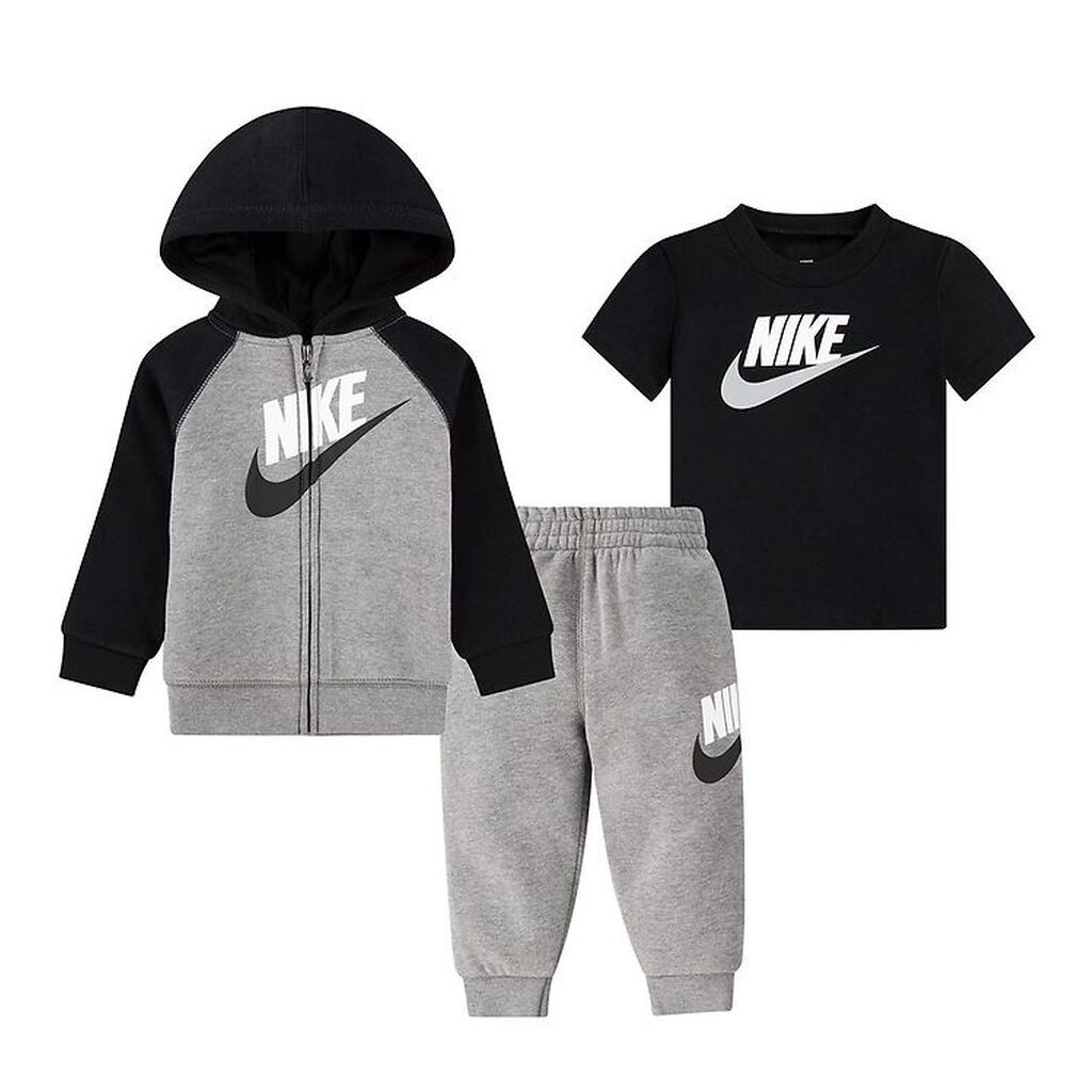 Nike Sweatsæt - Cardigan/Sweatpants/T-shirt - Carbon Heather