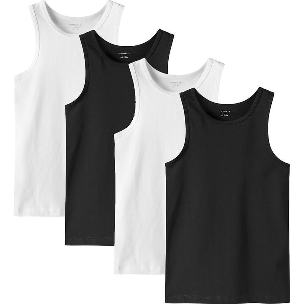 Name It Undertrøje - Noos - NkmTank - 4-pak - Sort/w/ 2 x Bright