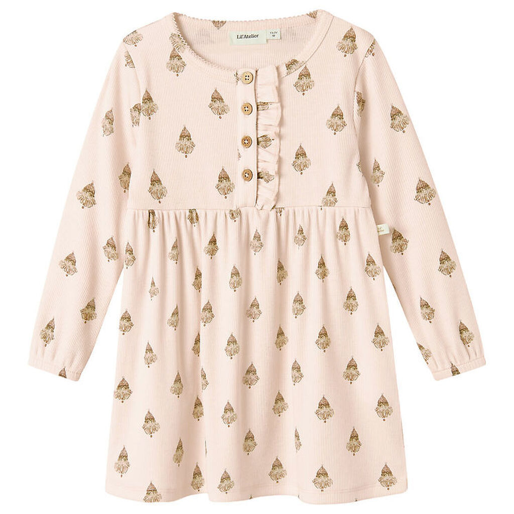 Lil' Atelier Kjole - Rib - NmfLavo - Pastel Parchment m. Klovne